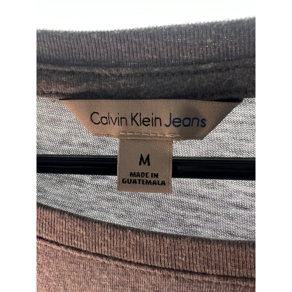 Calvin Klein Jeans Heather Gray Ruffle Sleeve Related Fit T-Shirt Top Tee - Picture 8 of 9